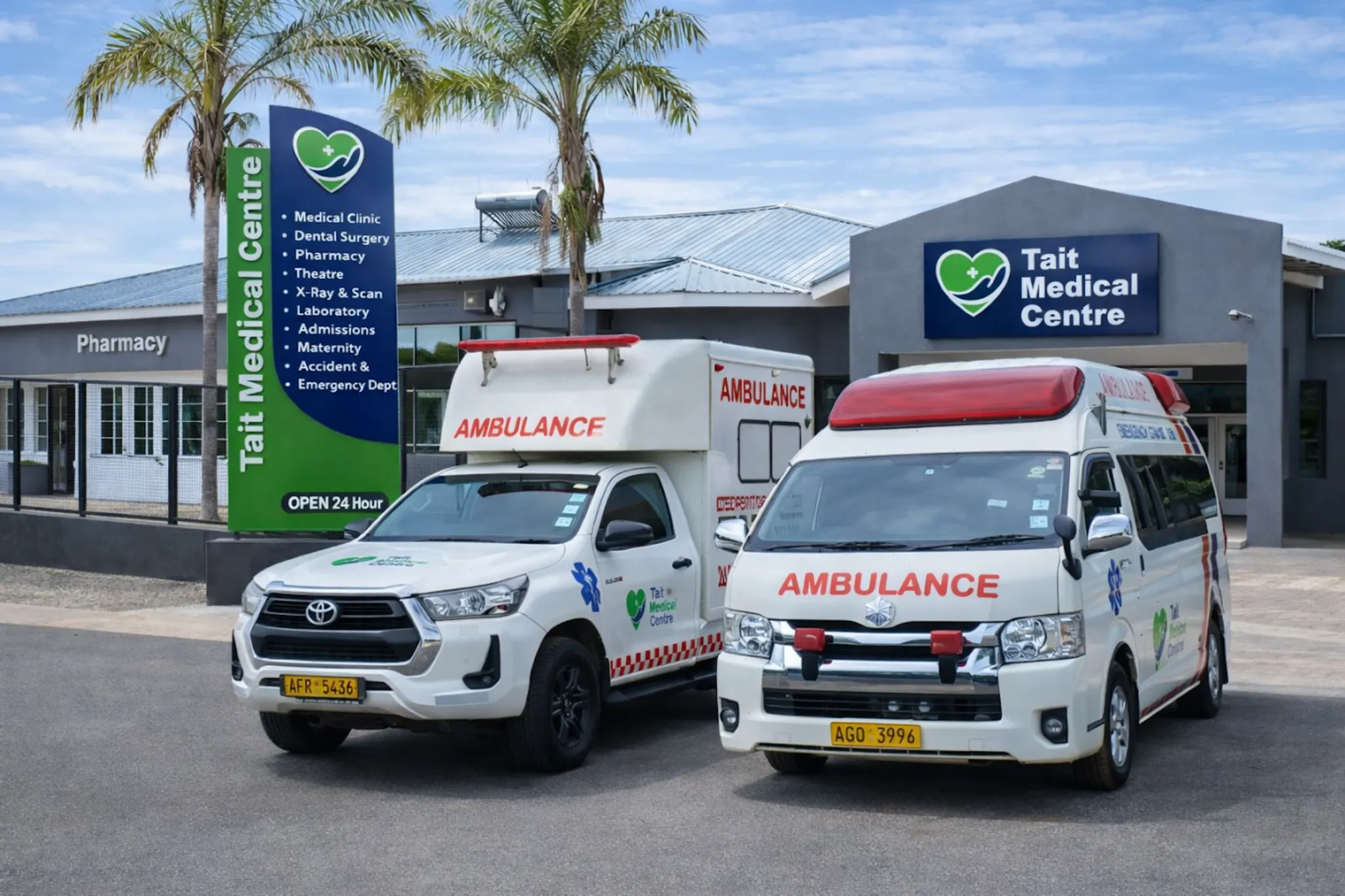 Emergency ambulances at Tait Medical Centre
